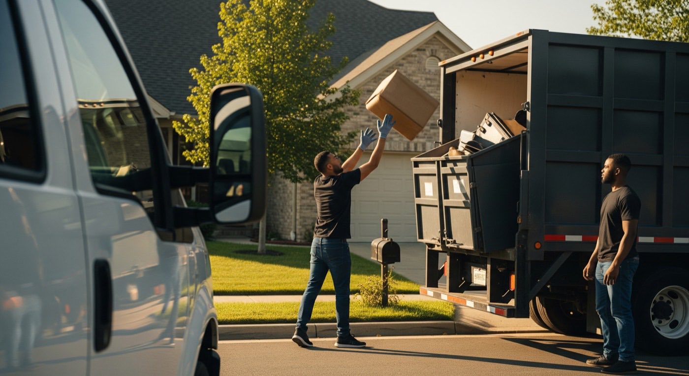 Furniture and debris going into the truck
